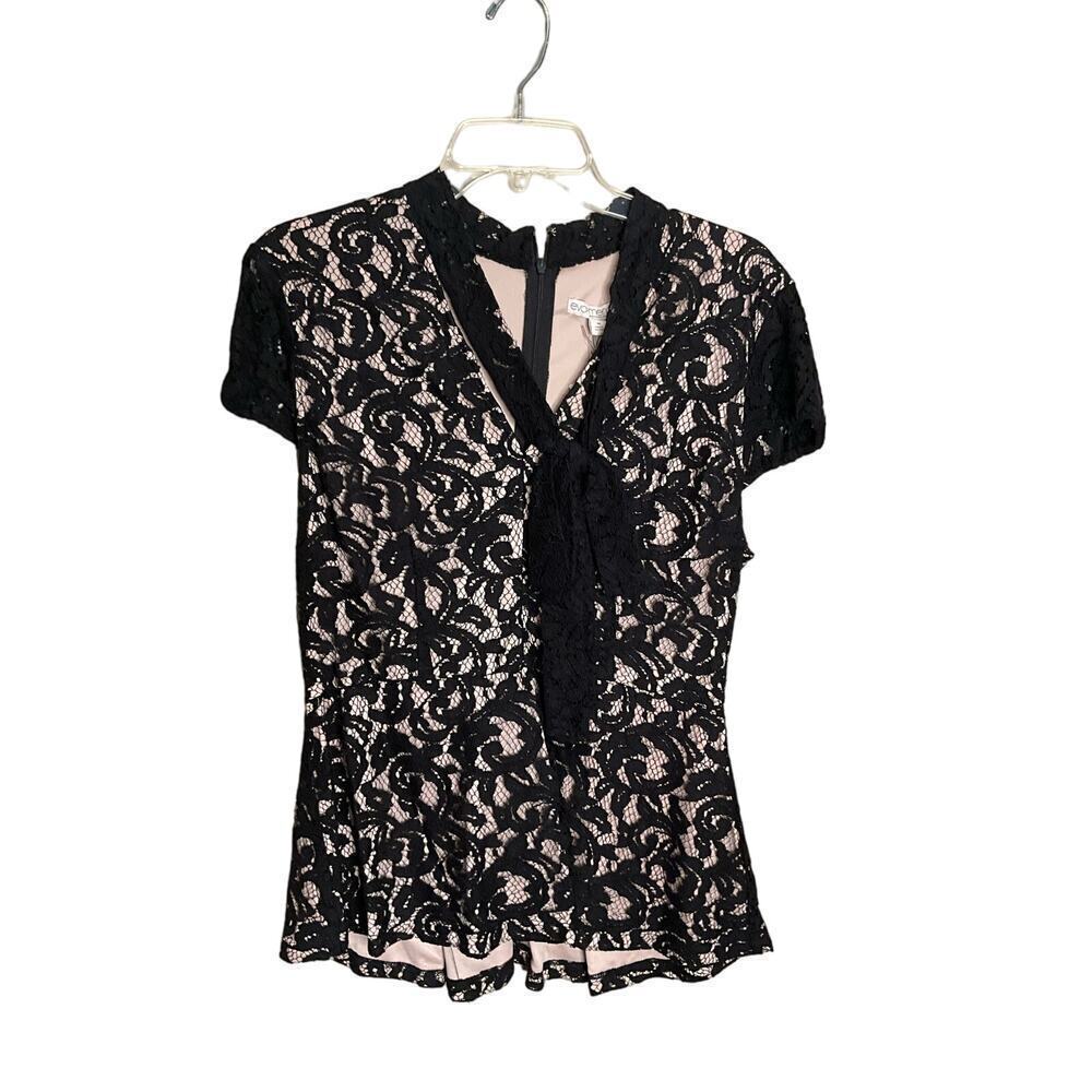 Eva Mendes for NY & Company Womens Lace Peplum Top Blouse Black Size Medium‎ NWT
